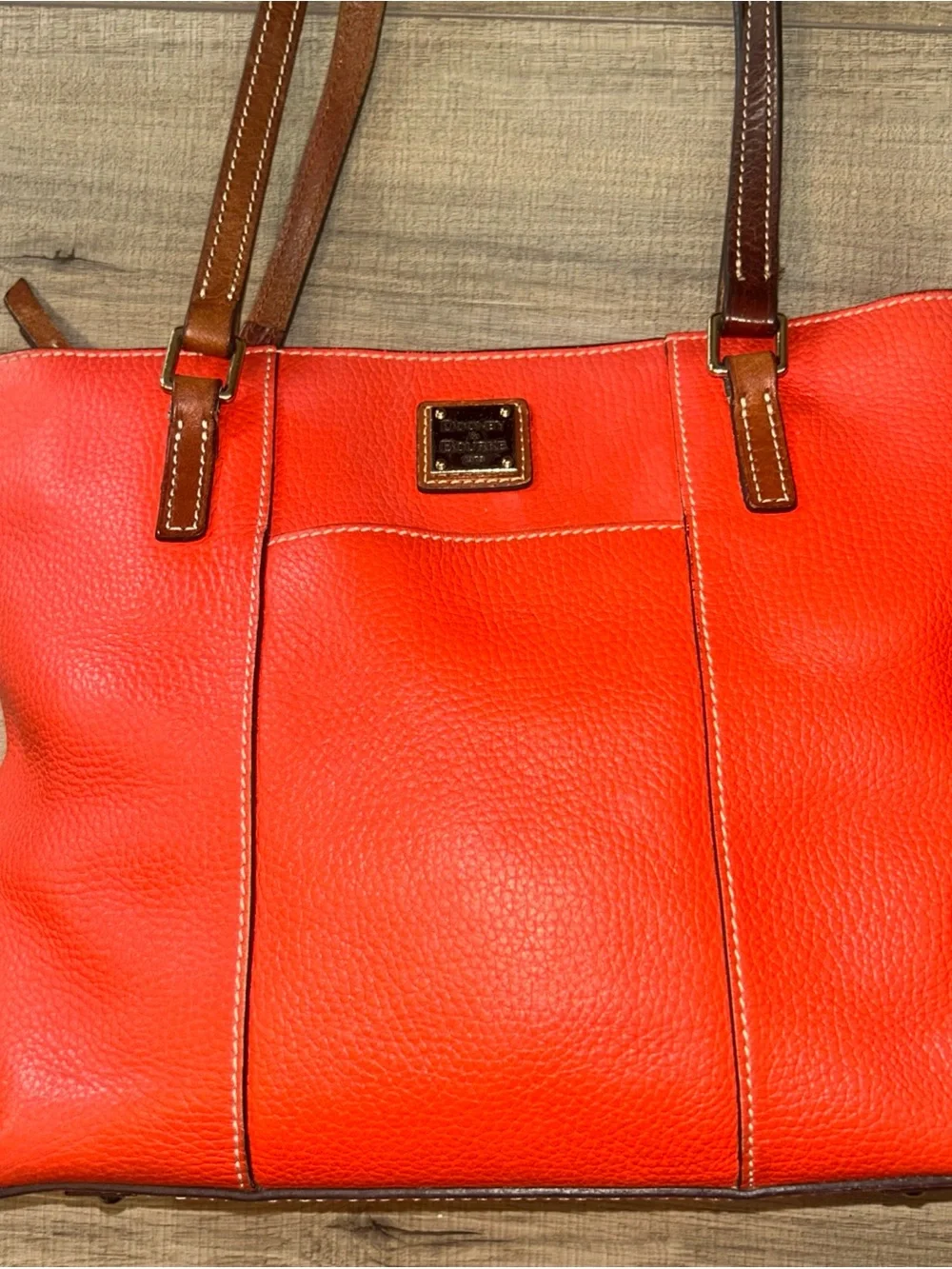 Dooney & Bourke Lexington Pebble Leather Shoulder Bag Purse Orange Small Vintage
